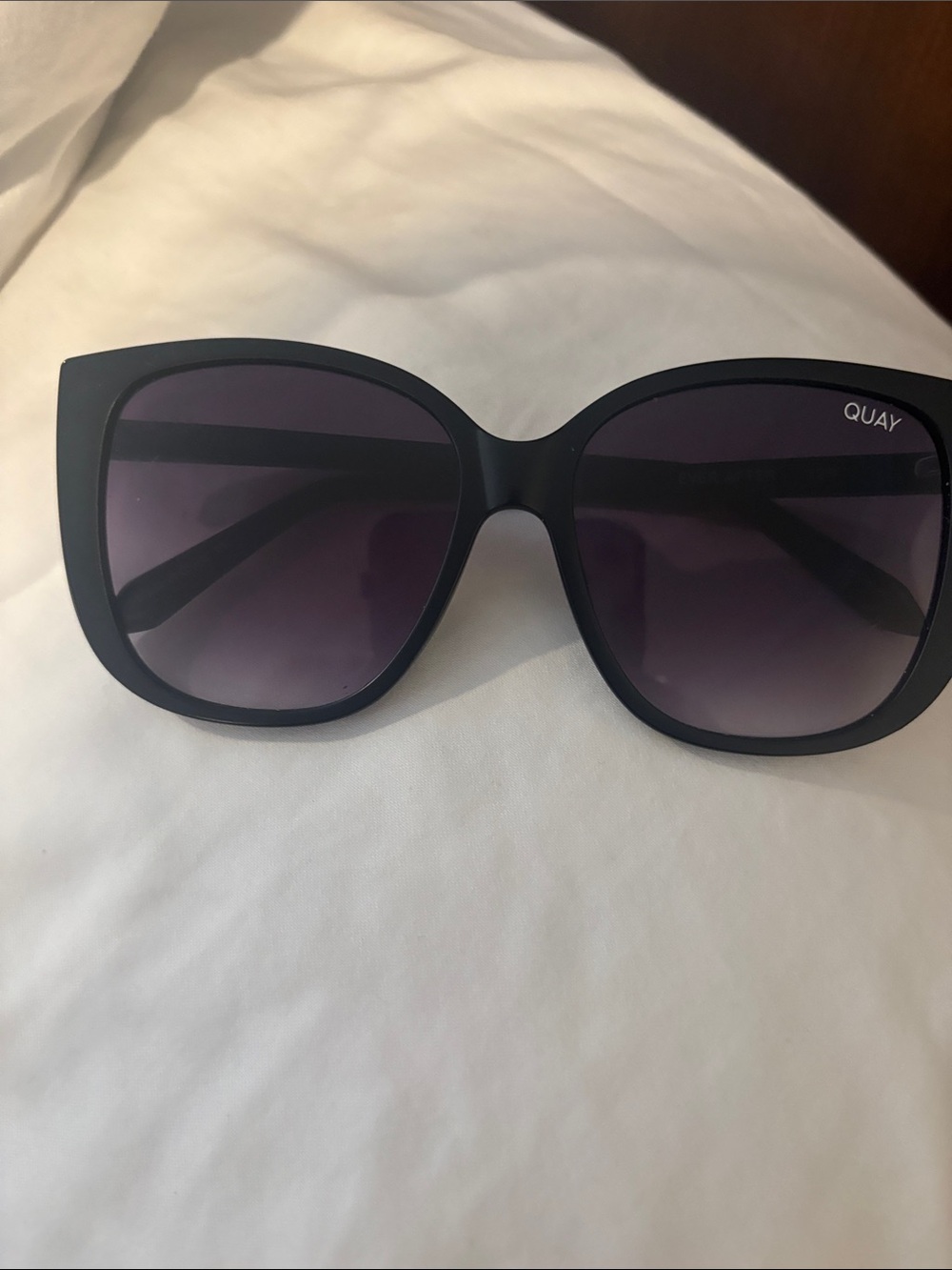 Quay Australia Black Frame Sunglasses with Gradient Purple Lenses